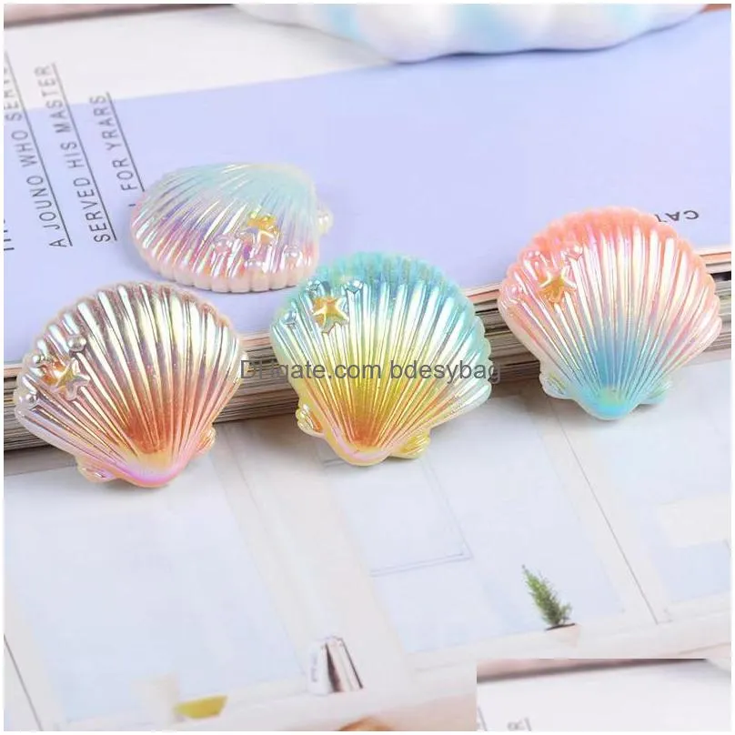 20pcs mini lovely colored shells flat back resin components art supply decoration charm craft hair bow accessories