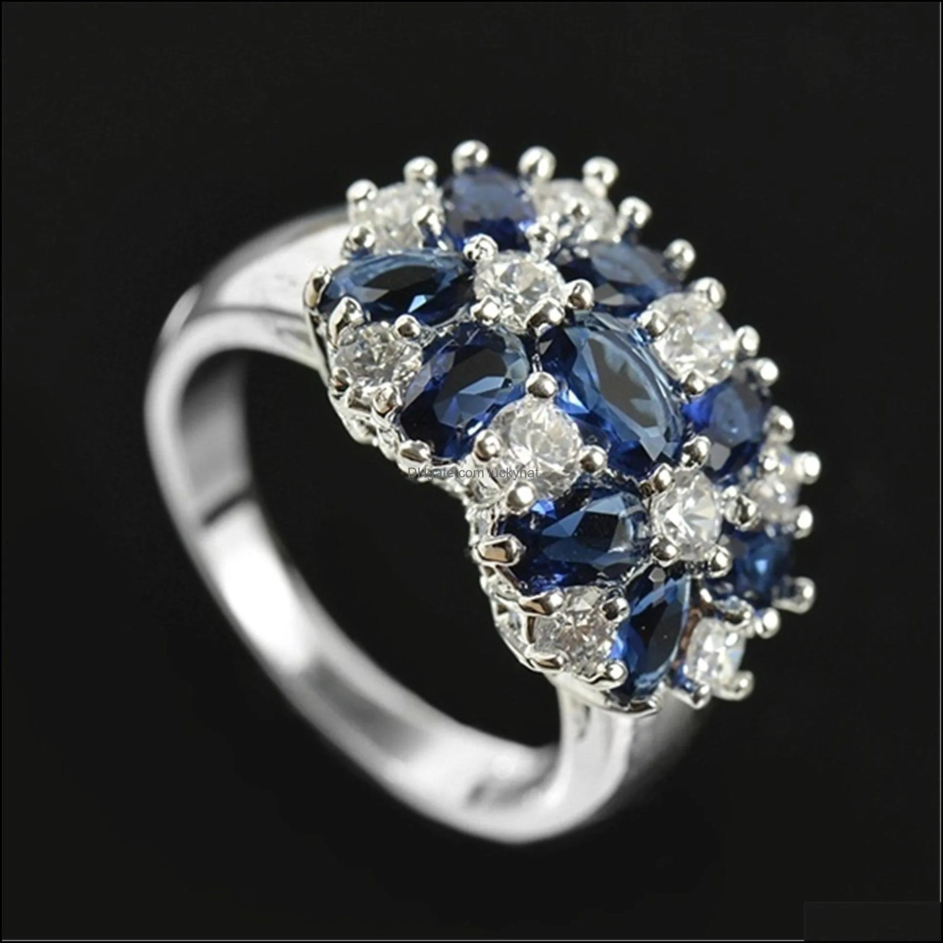 flower rings classic multicolor cubic zircon engagement ring female jewelry silver ring