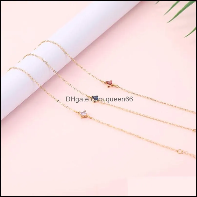 fashion designs gold chain pendant bracelets for women girl simple square cz zircon charm bracelets adjustable party friendship jewelry