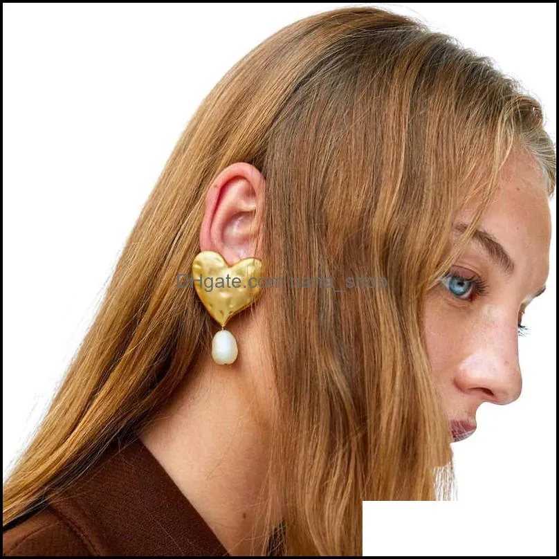 unique design heart sheap pearl earring for women black gold red dangle metal earring wedding party jewelry