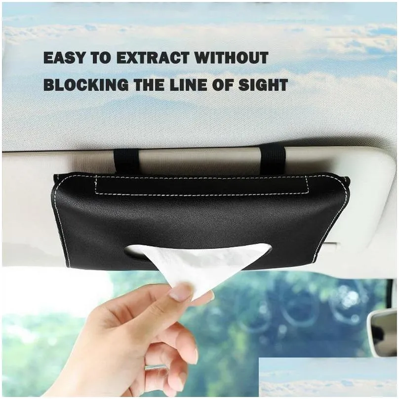 leather car tissue box towel sets sun visor holder auto interior storage decoration for accessories boxes napkins