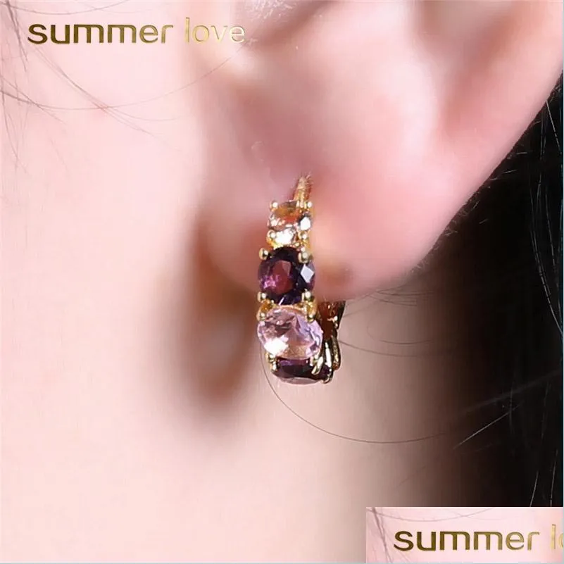 stainless steel cubic zirconia crystal hoop earrings for women girl korean style round cuff stud earrings jewelry fashion