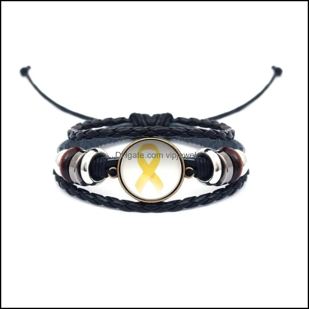 ribbon round glass charm multilayer leather bracelet for women men trendy adjustable size bracelet fashion jewelry gift
