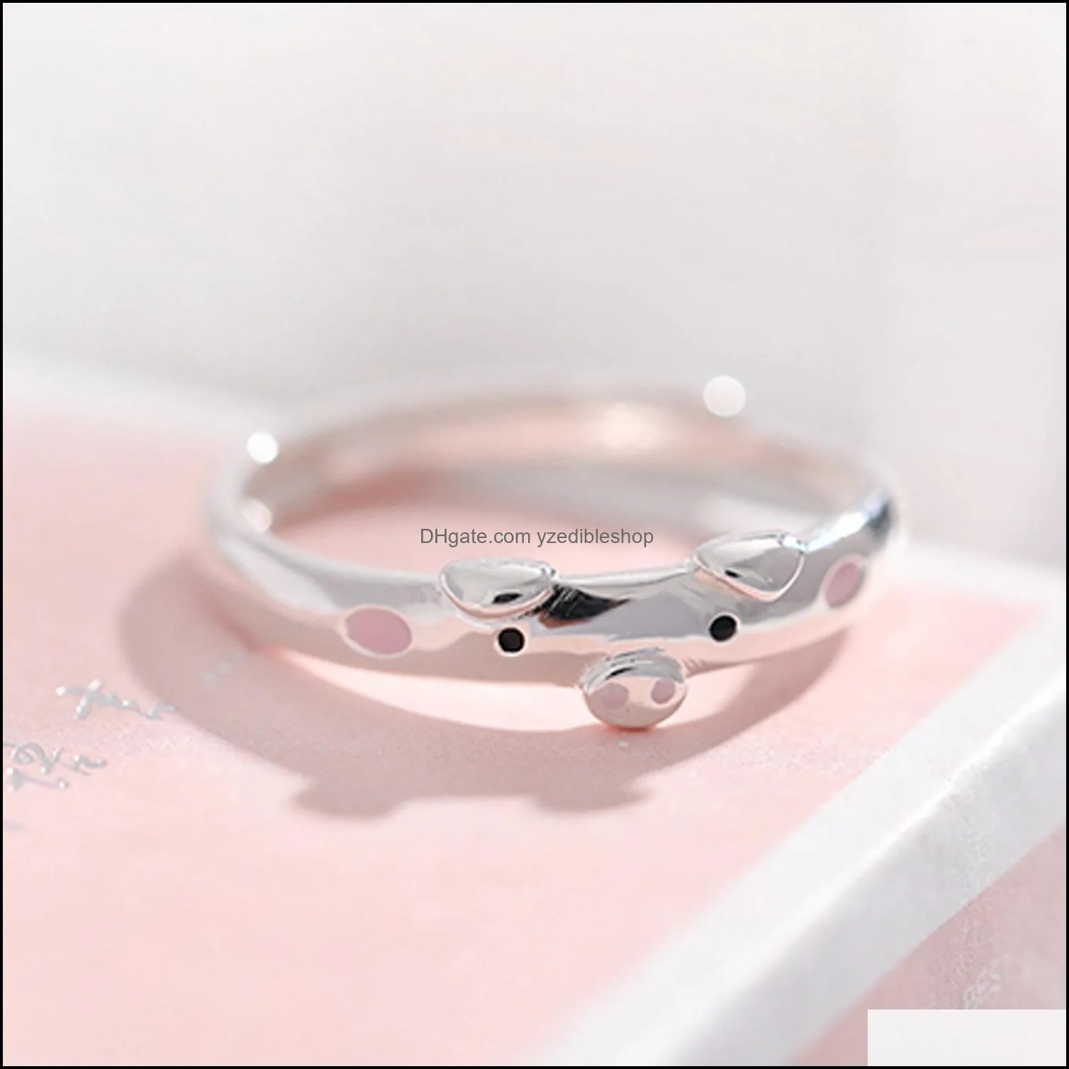 epoxy rings creative cute pink red men jewelry lovers gifts lucky piggy animal couple opening ring