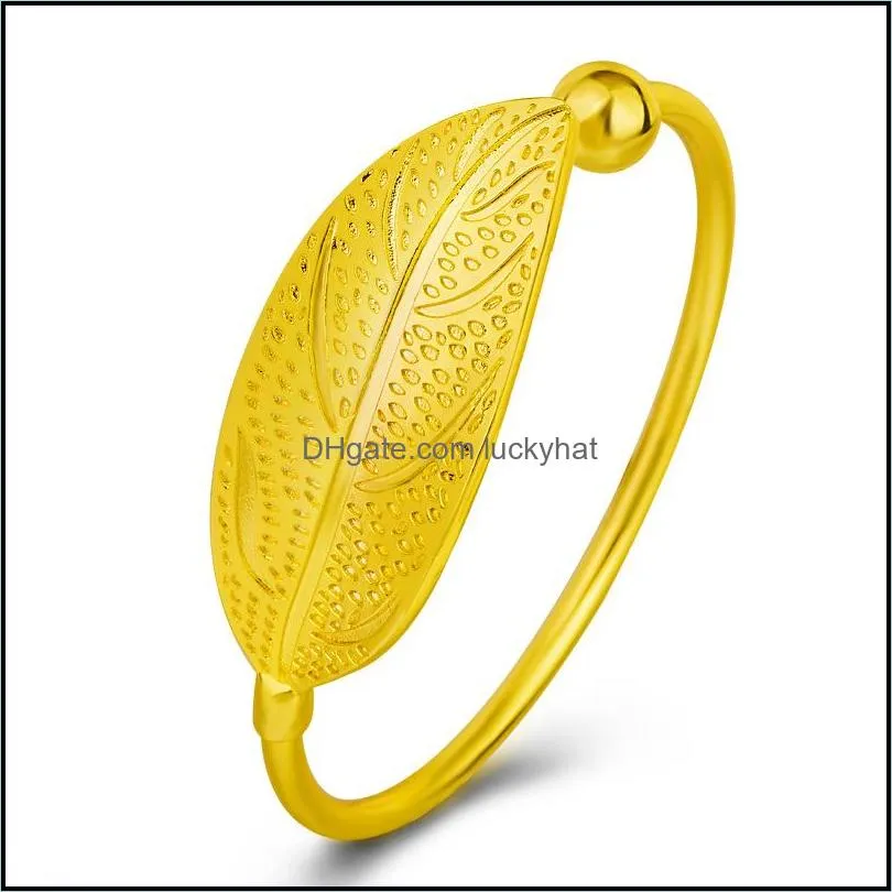 leaf bangles bracelets party rhinestone bracelet bangles for women girl jewelry gift adjustable opening gold bangle