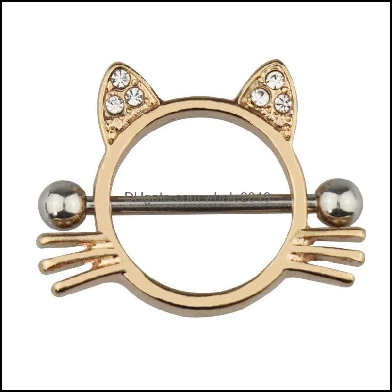 cat breast piercing jewelry stainless steel nipple rings bar shield cover barbell adult for women sexy piercings 165c3