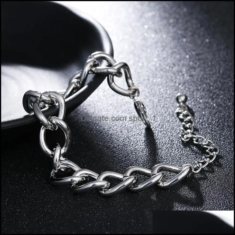 big promotion silver plating chunky bracelets for women men simple style adjustable size chain diy bracelet fashion jewelry wholesale