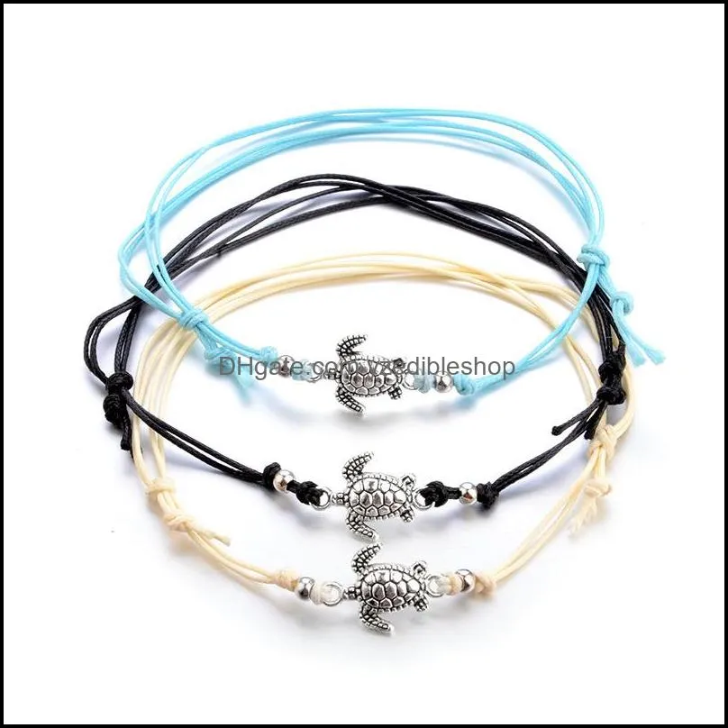 summer beach turtle shaped charm rope string anklets for women ankle bracelet woman sandals on the leg chain foot jewelry 440 t2