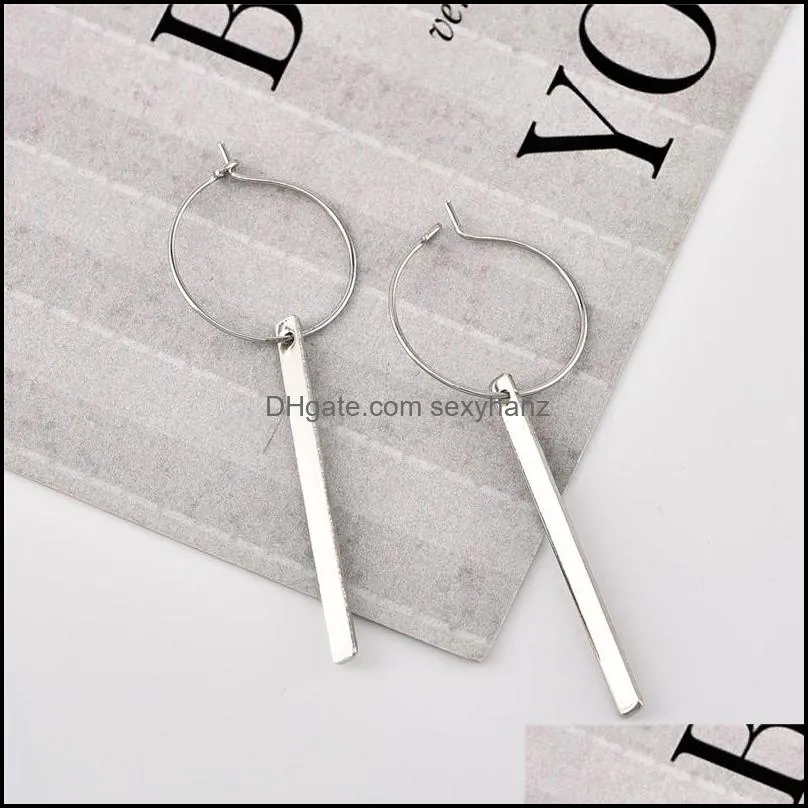  fashion big circle geometric earrings for women long drop dangle earring silver gold hollow round loop bar strip metal pendant