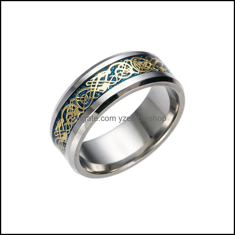 pretty stainless steel ring mens gold dragon 316l for men lord wedding male luxury band ring for lovers men rings 28 w2