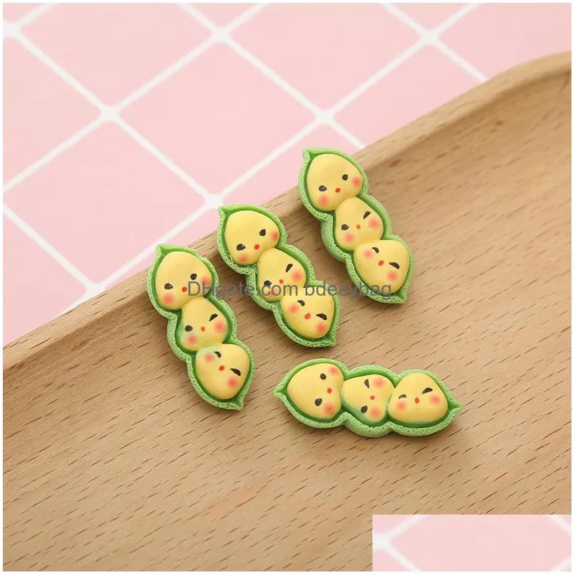 30pcs/lot kawaii cute resin components pea flatback cabochon embellishments for scrapbooking fit phone case decoration diy hair