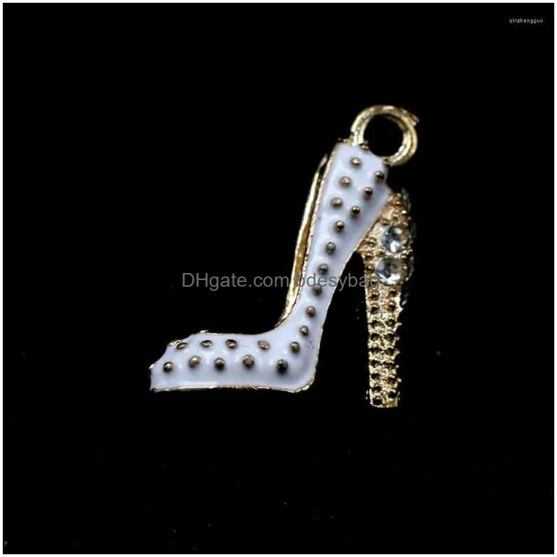 charms 10pcs high heels antique alloy rhinestone pendant for crafts bracelet earrings