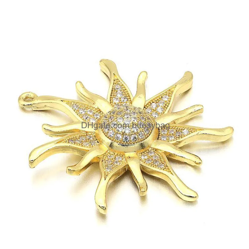 charms cz crystal gold/silver color sun flower pendants for women diy jewelry making findings supplies wholesale vd286charms