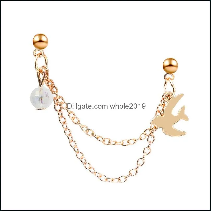 s2375 fashion jewelry ears clip swallow chain ear cuff onepiece stud earrings c3
