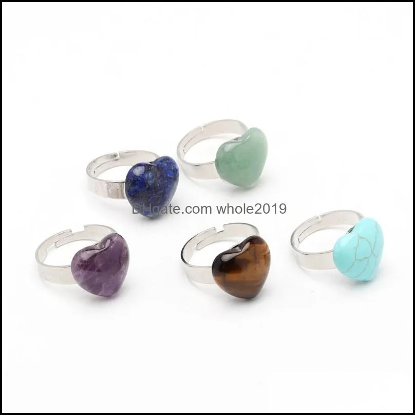 heart stone crystal quartz healing chakra stone opening rings pink purple natural stone rings kallaite for women men c3