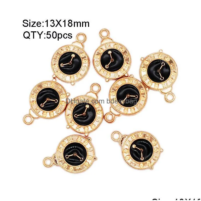 charms 10/20/50pcs arrival oil drop cute clock enamel alloy pendant fit necklaces bracelets diy jewelry accessoriescharms