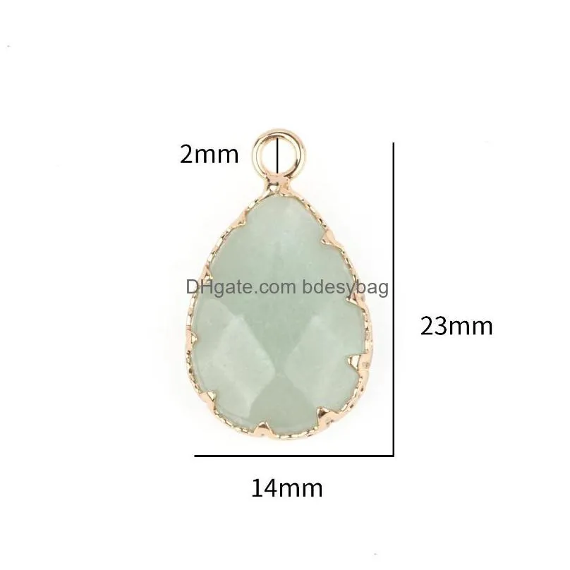 charms 1pcs natural green aventurine stone pendant tree life waterdrop heart tooth oval for earring necklace jewelry making