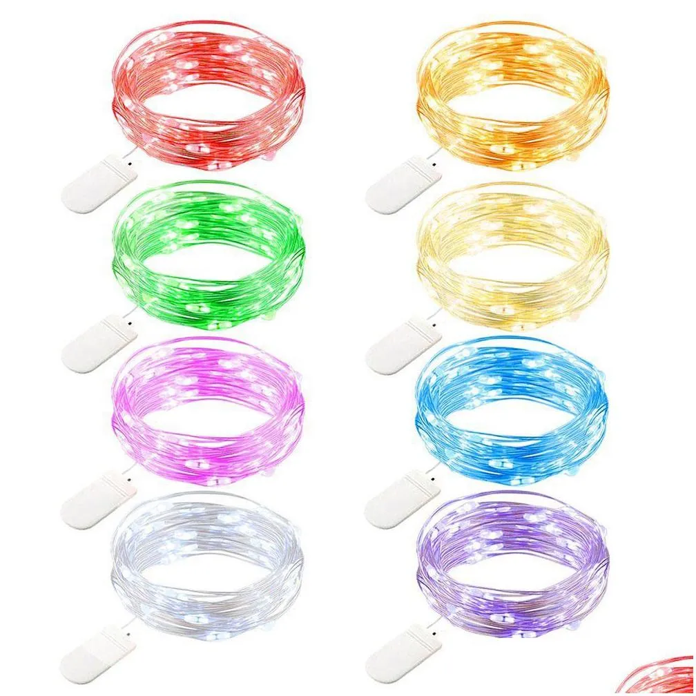 2m 20leds button battery power bottle copper wire lamp square string christmas party wedding holiday decoration lights holiday lights