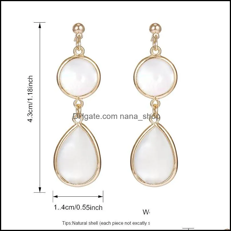 fashion natural abalone shell dangle earring for women europe america simple gold plating copper hook earring summer beach