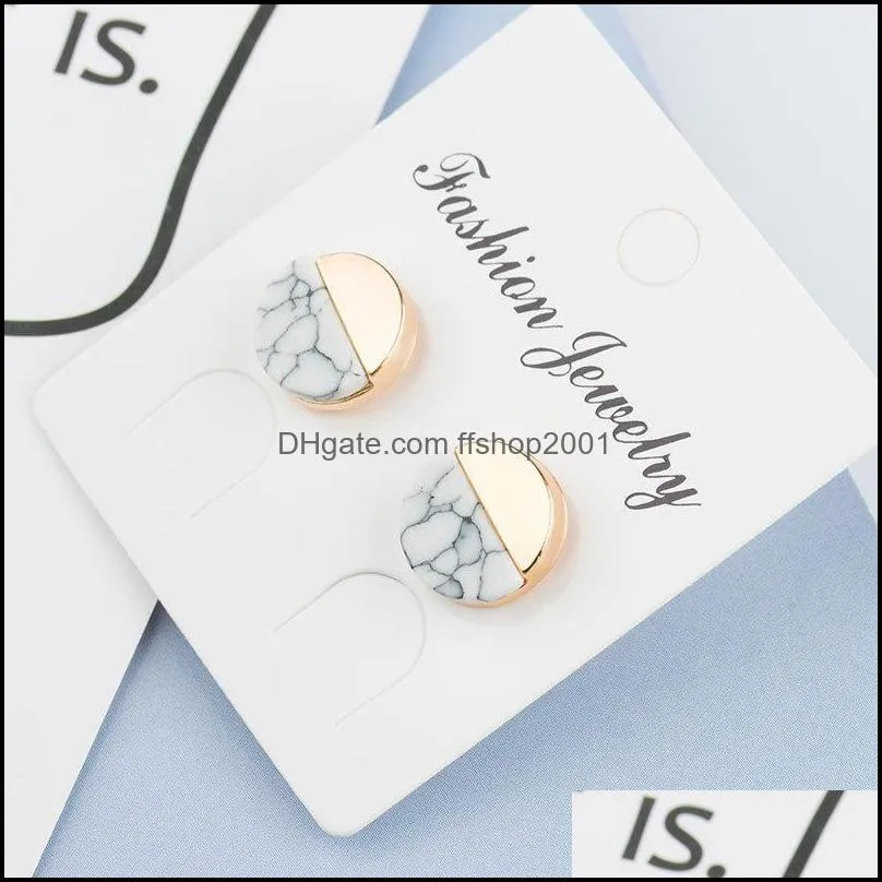 geometric earring round square triangle white kpop marble stone earrings beautifully luxury jewelry simple round natural stone