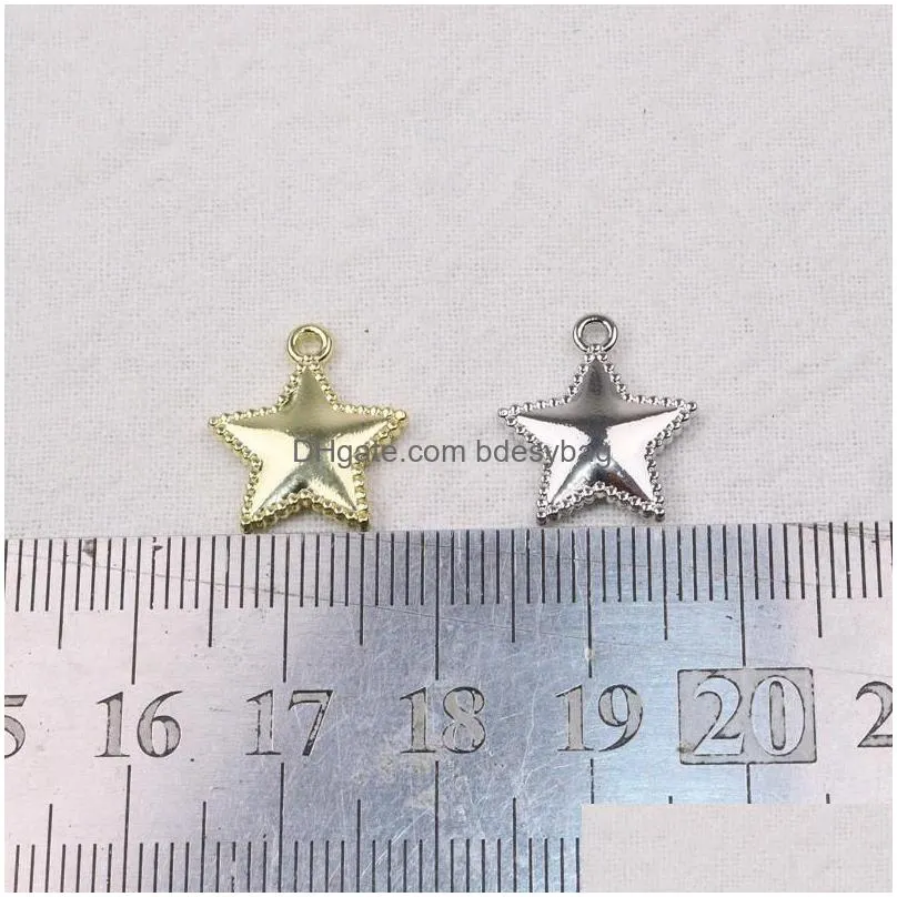 charms eruifa 20pcs 15mm 3d polished star zinc alloy coin necklace earring bracelet fashion jewelry diy handmade 2 colors