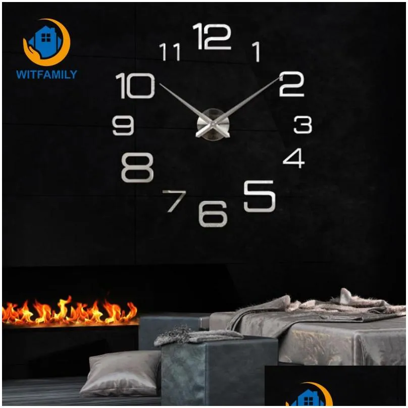 living room 3d large wall clock diy big mirror wall stickers quartz clock acrylic mirror modern design home decoration