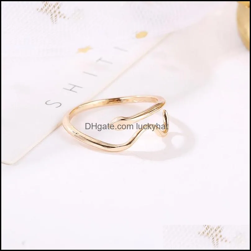 statement snakeshaped ring for women simple water ripple open adjustable wedding ring couple fashion ring bague femme wholesale