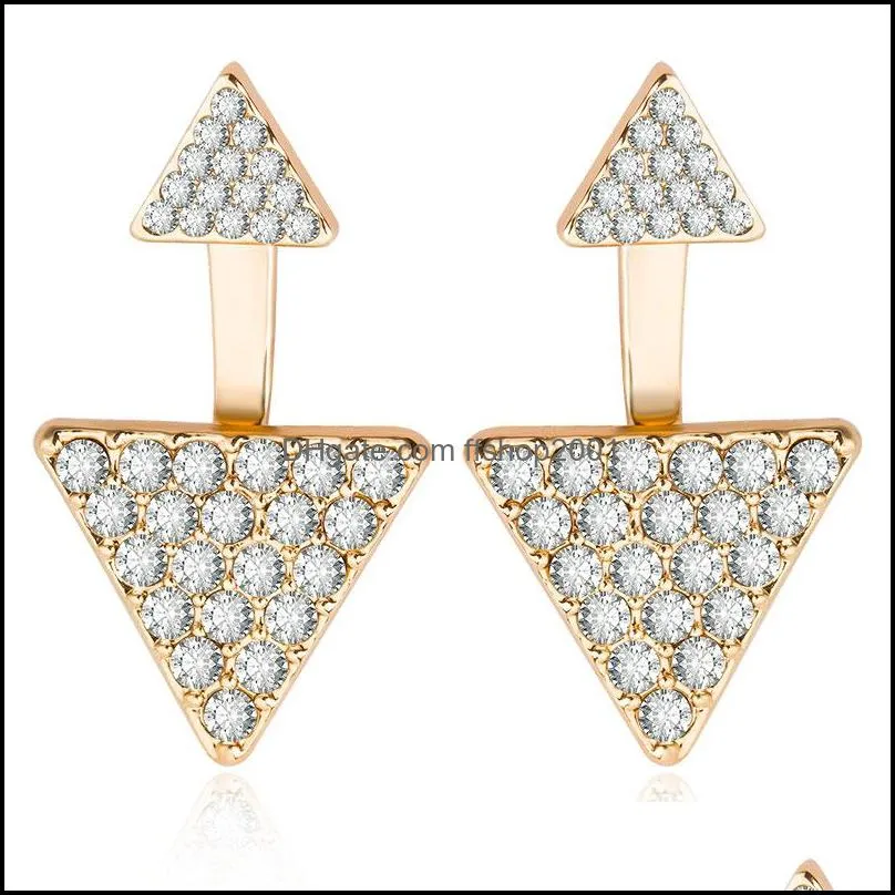 triangle stud earring female accessories fashion big earrings relative triangle earrings triangle double rhinestone earring