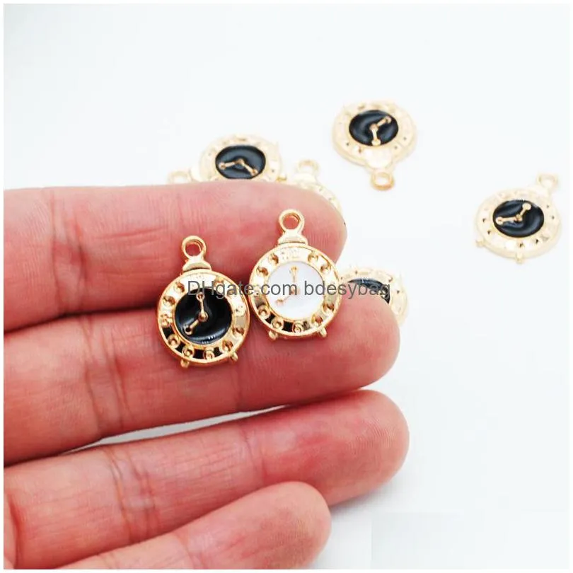 charms 10/20/50pcs arrival oil drop cute clock enamel alloy pendant fit necklaces bracelets diy jewelry accessoriescharms