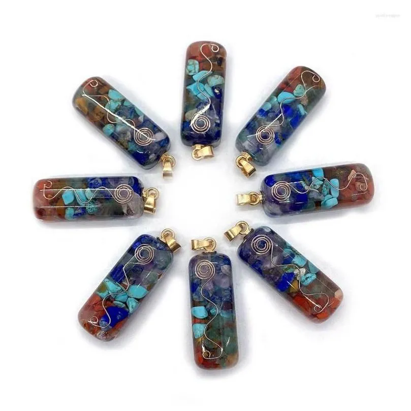 charms natural stone resin gravel color reiki healing pendant key chain crystal necklace earring accessories