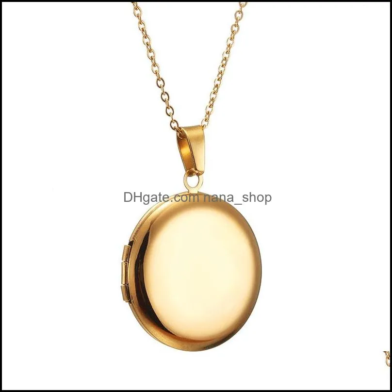 3 color round stainless steel living memory openging locket necklace magic locket family p o engraving necklace gift for baby