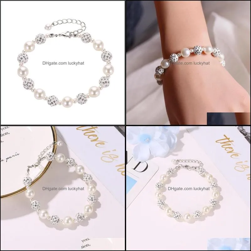  bracelet with pearl ball set with diamond beads simple fashion shambhala jewelry bracelet accessories for women