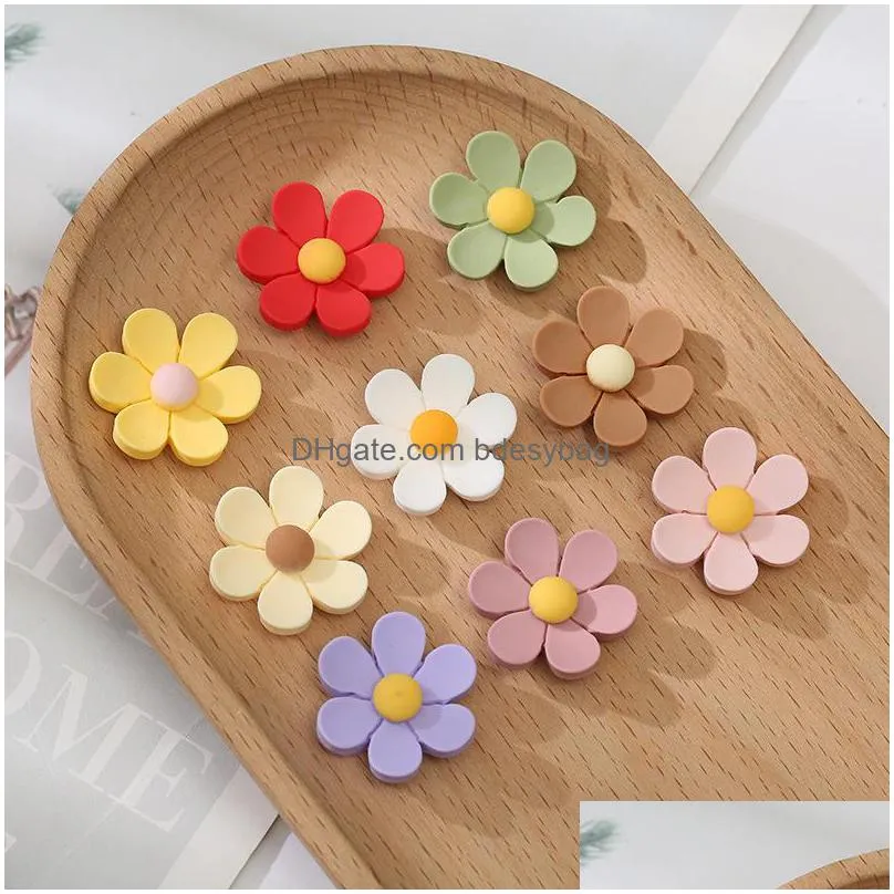 30pcs 16x16mm mixed color flower flatback resin components cabochons scrapbook craft diy embellishments phone decor headwear