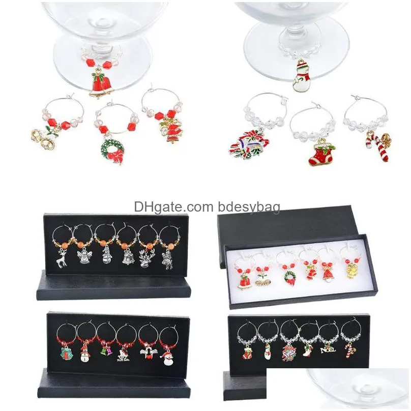 charms 6pcs wine glass drink markers ing ring for wedding christmas party