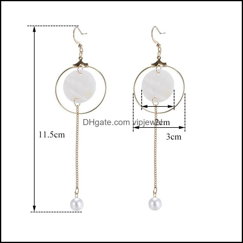 geometric irregular shell long dangle earring for women girls elegant gold playing gold drop earrings fashion jewelry