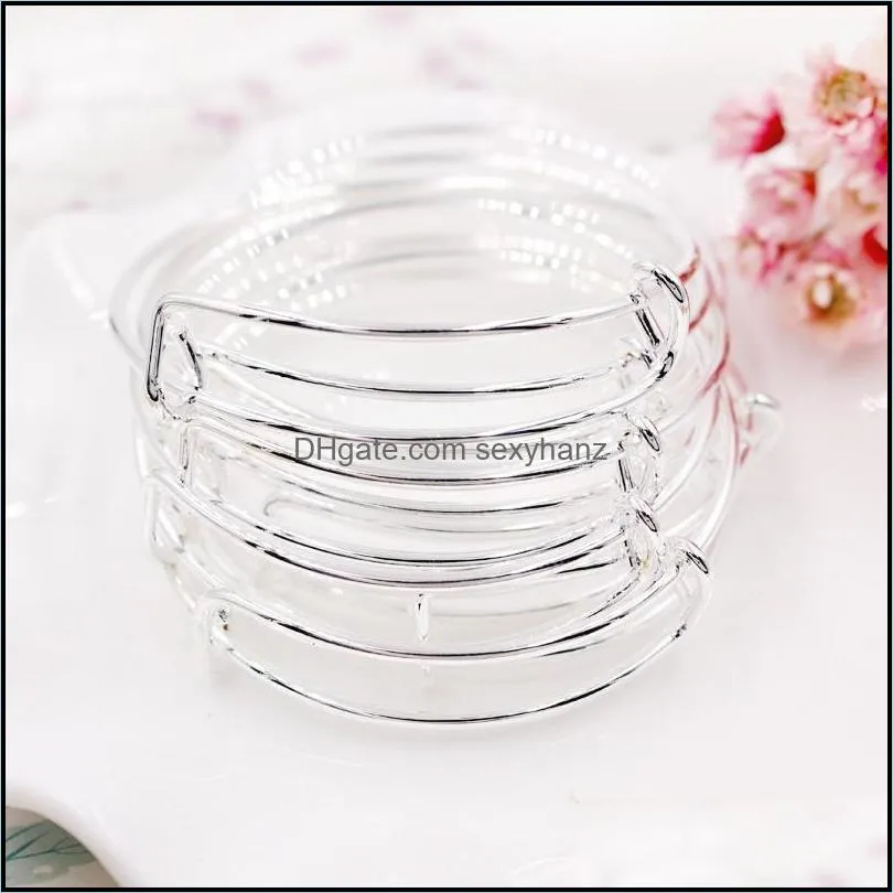 simple 50/65mm different size expandable wire bangle bracelet for beading diy adjustable bracelets bangle 100 pieces lot usa