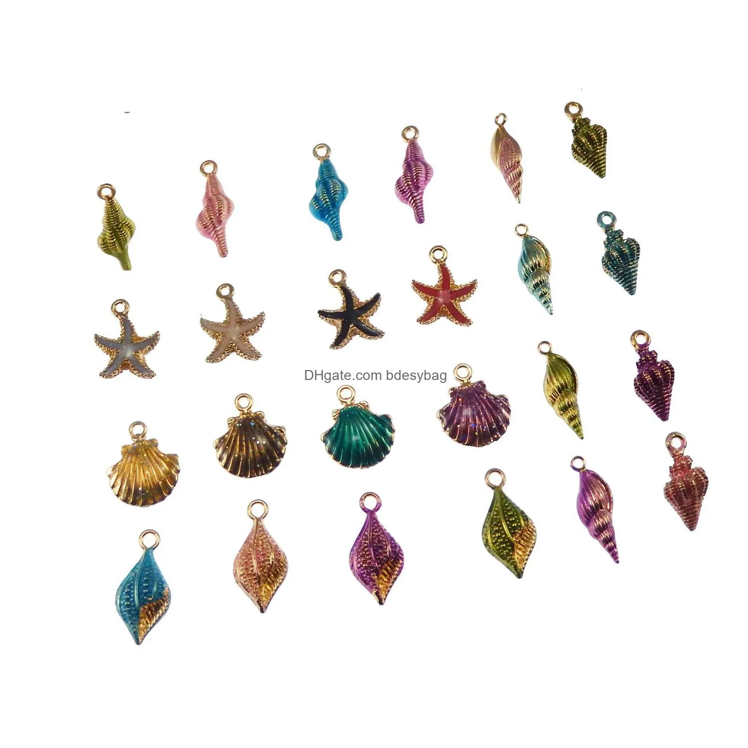 exquisite ornaments 49 pieces of color alloy enamel mixed shell starfish conch jewelry pendant crafts discovery randomly send