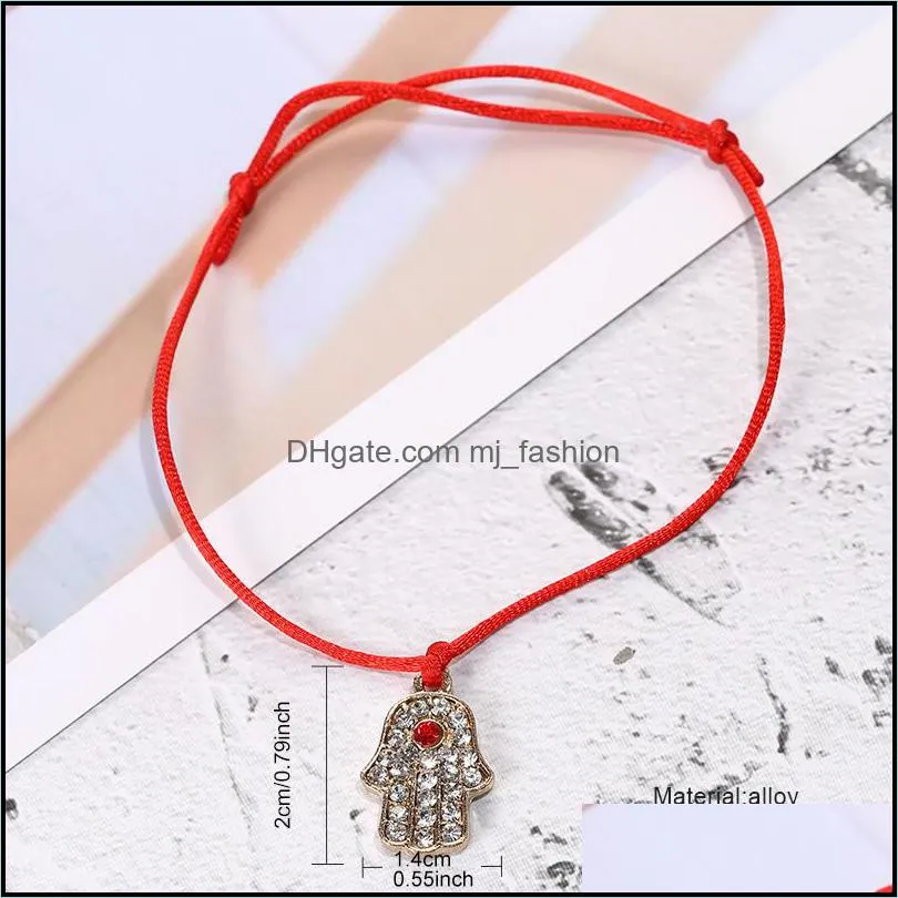 handwoven lucky red string charm bracelets for women men ctystal fatima hamsa hand evil blue eye pendant friendship bracelet