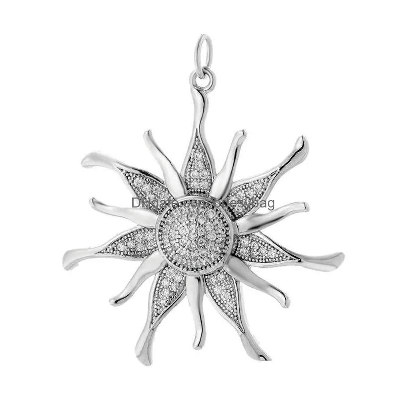 charms gold sun for jewelry making diy neckalce keyechian bracelet earrings copper pave cz silver color accessories