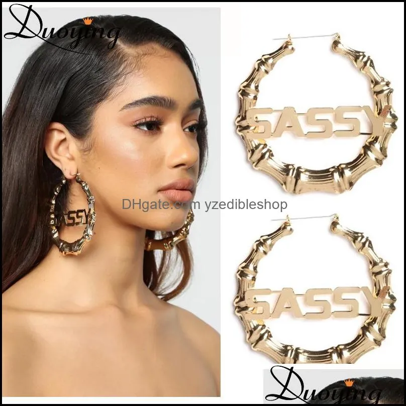 30100mm hiphop sexy bamboo hoop earrings customized name earrings bamboo style custom earrings state