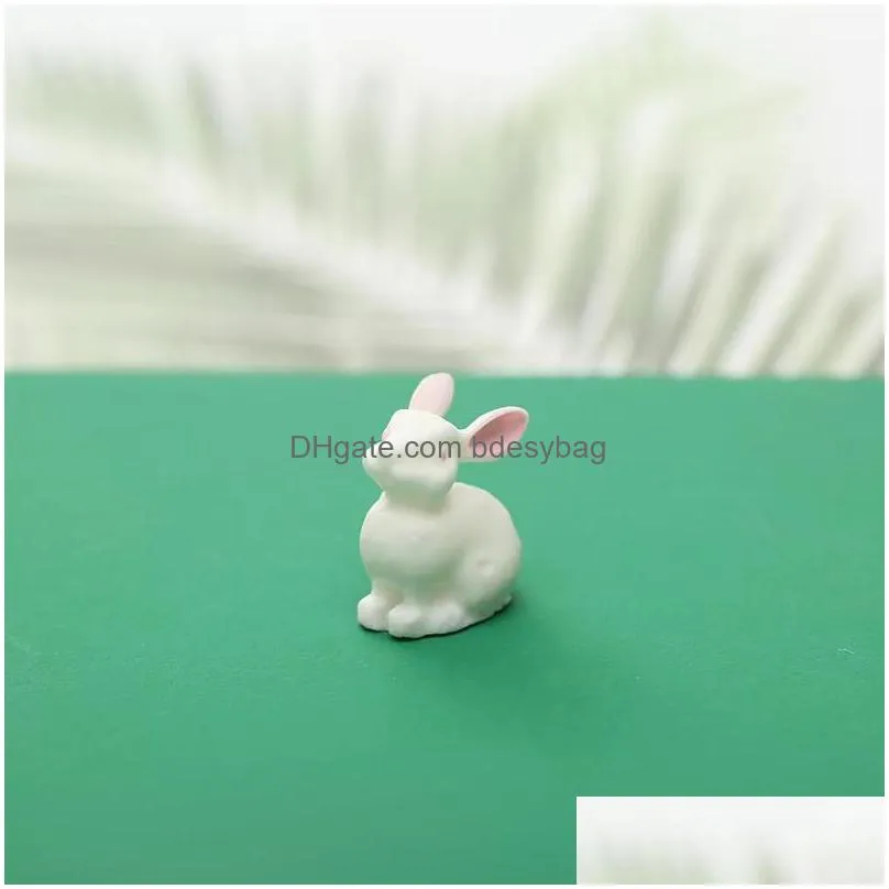 20pcs components style cute rabbit easter decoration miniature fence dairy cow hare animal figurine resin craft mini bunny garden