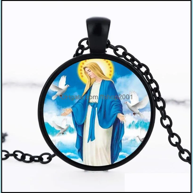 pretty necklaces virgin mary stainless steel jewelry religious jesus statement necklaces