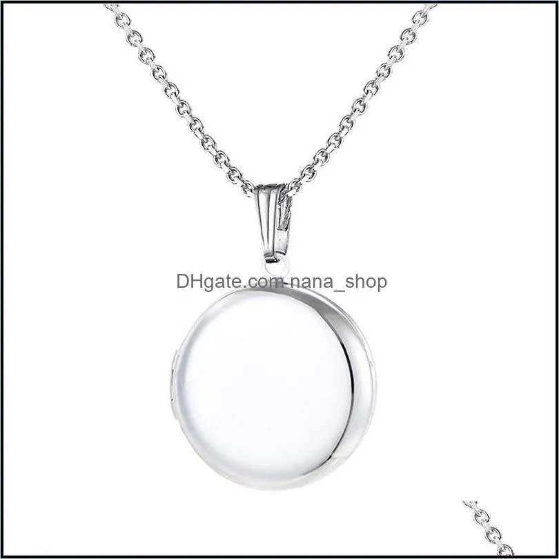 3 color round stainless steel living memory openging locket necklace magic locket family p o engraving necklace gift for baby