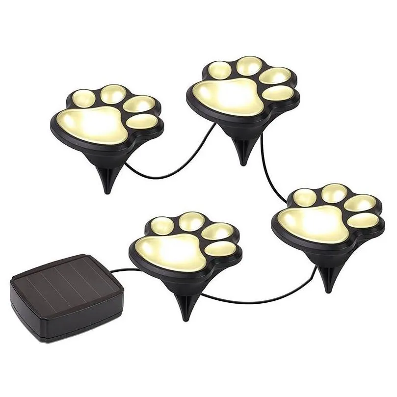 solar waterproof paw print light pet trail light outdoor lawn light landscape lamp warm white / white / multi