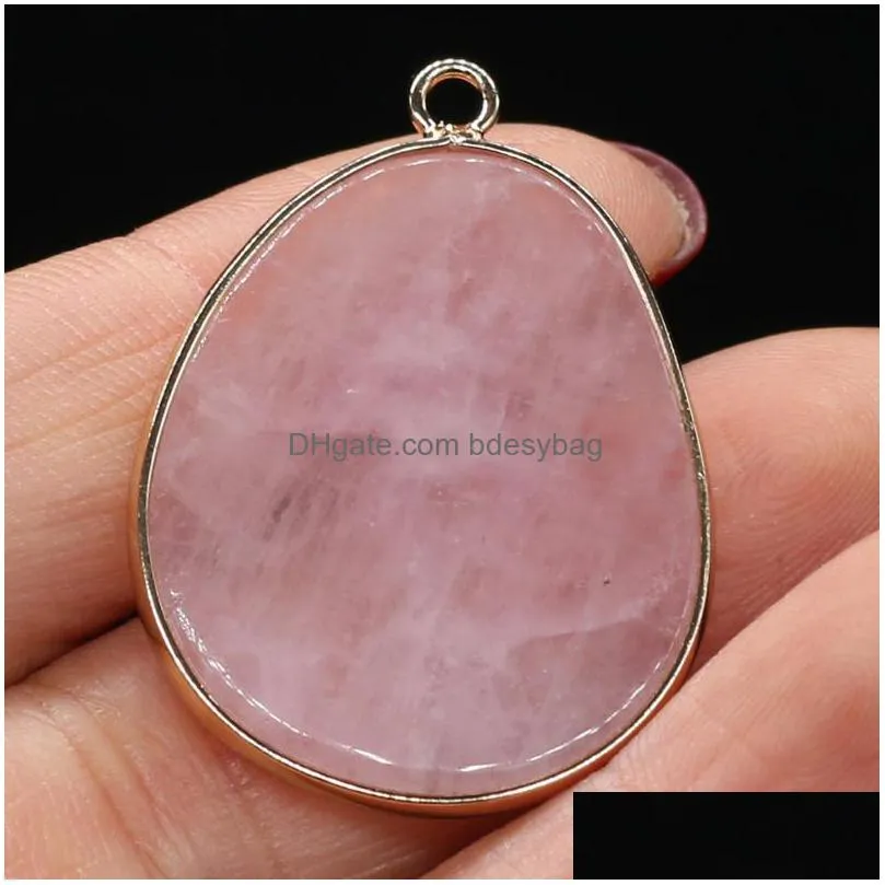 charms trendy natural stone pendant rose quartzs pink crystal pendants for jewelry making diy necklace accessories