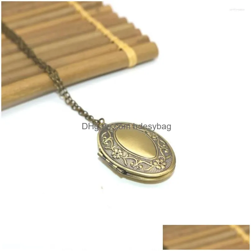 charms brass oval pattern openable po lockets phase box pendant necklace memorial chain