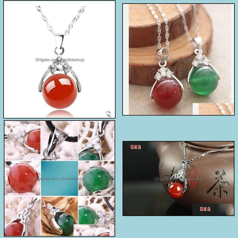 necklaces pendant for women pendants with 12mm agate bead stone silver plated long chain pendant necklace