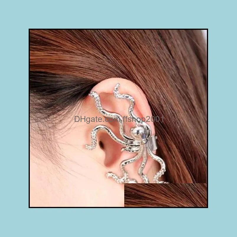 earrings for woman girl jewelry 1pc retro octopus stud ear wrap cuff clip buckle earring punk earrings