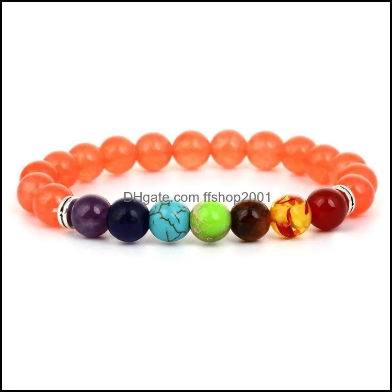 7 chakra reiki healing beaded strands bracelets stone beaded stretch bracelet adjustable braided bangles for women men yoga jewelry