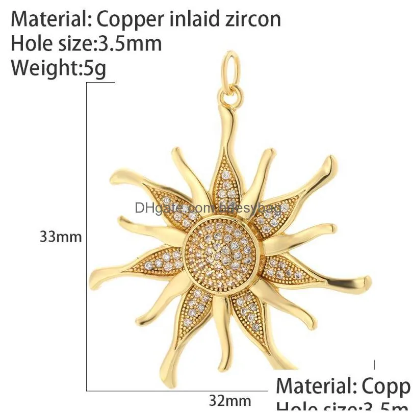 charms gold sun for jewelry making diy neckalce keyechian bracelet earrings copper pave cz silver color accessories